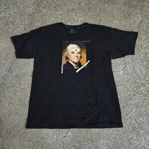 Vtg Y2k BLACK SCALE Thomas Jefferson Third Eye Graphic Streetwear T Shirt L USA